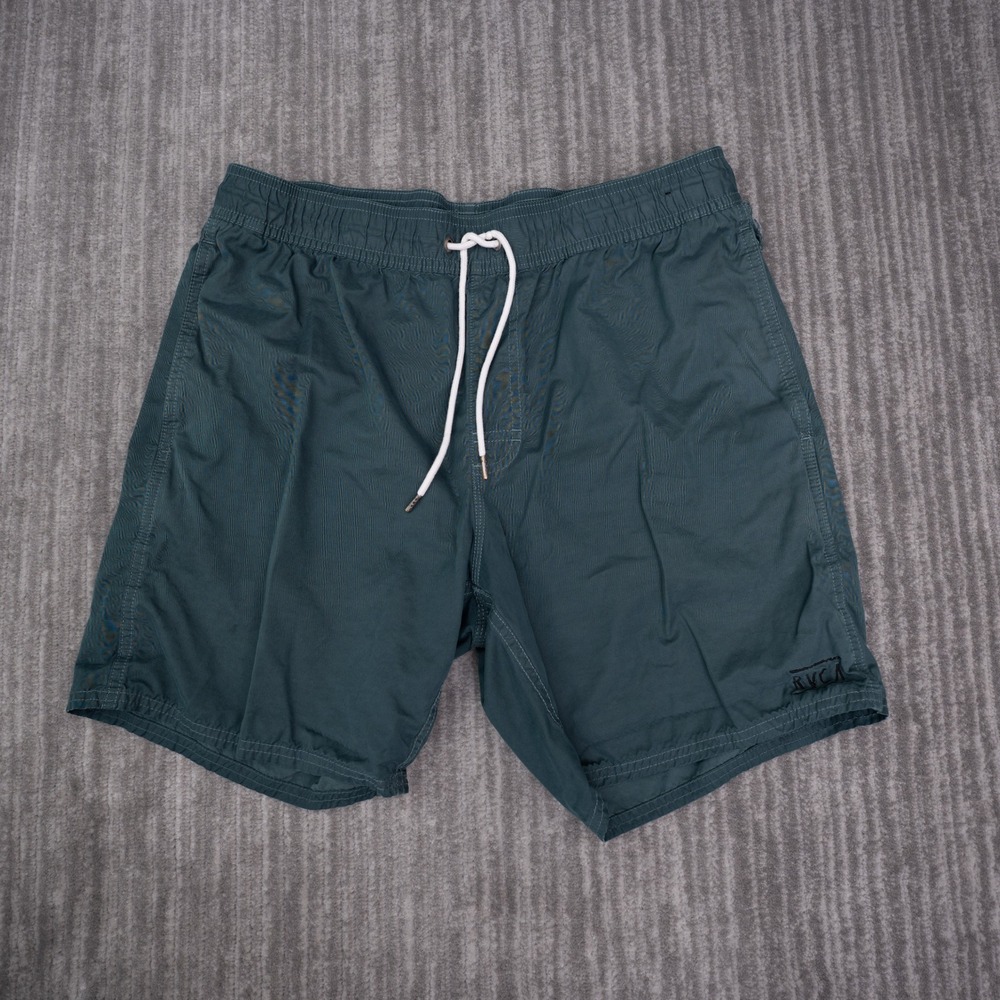 RVCA Board Shorts Mens Medium Teal Green Excellent Elastic Waist Swim Trunks